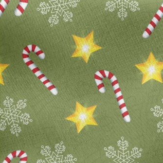 Snowflakes And Candy Canes Jersey Backed Fleece