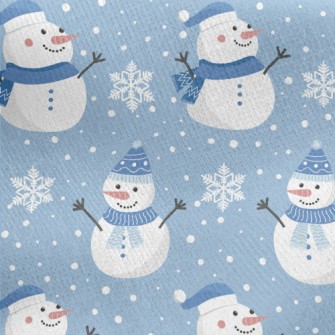 Happy Snowman Jersey Backed Fleece