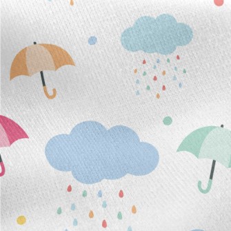 Colorful Flying Umbrellas Jersey Backed Fleece