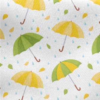 Umbrella Raindrops Fallen Leav Jersey Backed Fleece