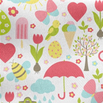 Cute Cartoon Garden Jersey Backed Fleece