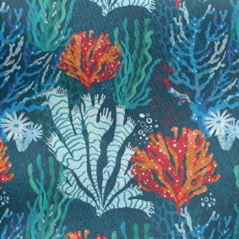 Bright Coral Seaweed Jersey Backed Fleece