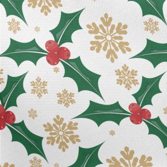 Christmas Leaves Berries Pongee