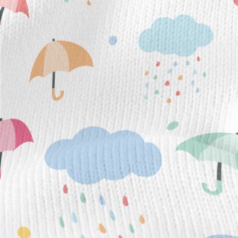 Colorful Flying Umbrellas Stretch Jersey