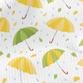 Umbrella Raindrops Fallen Leav Stretch Jersey