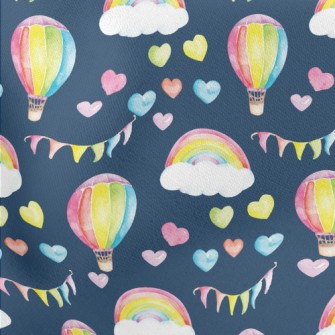 Watercolor Heart And Hot Air B Lightweight Cotton Poplin