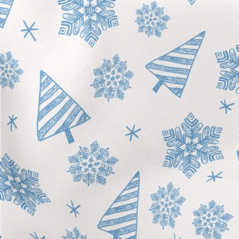 Christmas Tree Snowing Lightweight Cotton Poplin