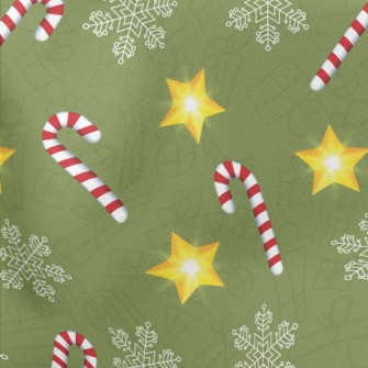 Snowflakes And Candy Canes Lightweight Cotton Poplin