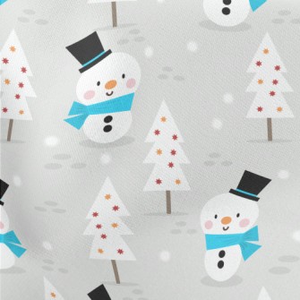 Cute Gentleman Snowman Lightweight Cotton Poplin