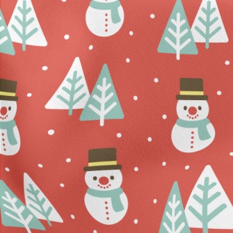 Serious Snowman Christmas Tree Lightweight Cotton Poplin
