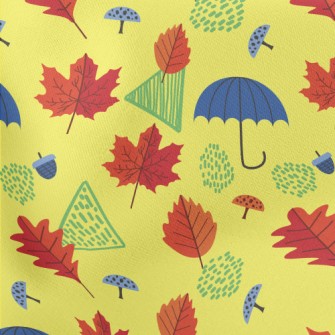 Maple Leaves And Umbrella Lightweight Cotton Poplin