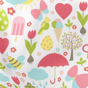 Cute Cartoon Garden Lightweight Cotton Poplin