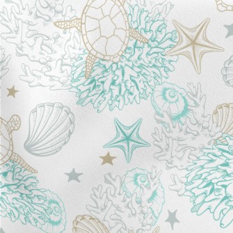 Turtle Coral Shellfish Lightweight Cotton Poplin