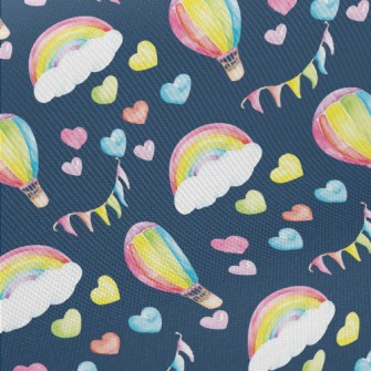 Watercolor Heart And Hot Air B Midweight Cotton Poplin