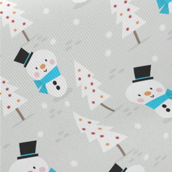 Cute Gentleman Snowman Midweight Cotton Poplin