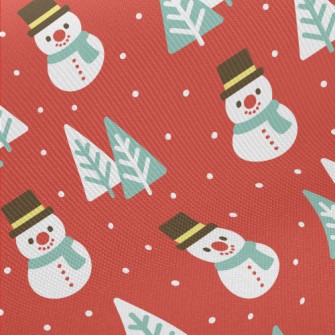 Serious Snowman Christmas Tree Midweight Cotton Poplin