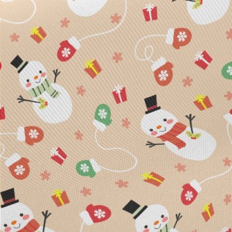 Happy Snowman Gift Midweight Cotton Poplin