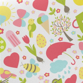 Cute Cartoon Garden Midweight Cotton Poplin