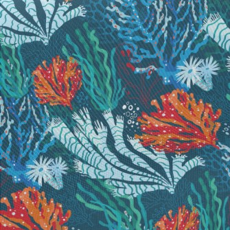 Bright Coral Seaweed Midweight Cotton Poplin