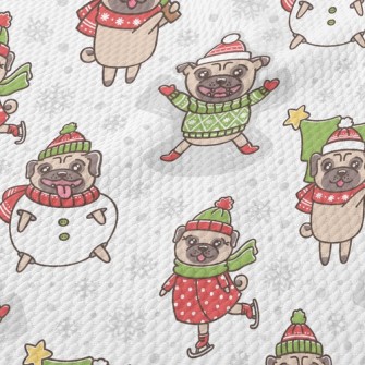 Happy Christmas Pug Birdseye Piqué