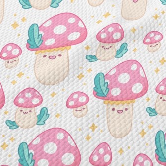 Shiny Polka Dot Mushrooms Birdseye Piqué