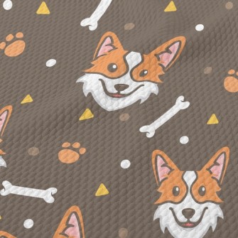 Lively And Happy Corgi Birdseye Piqué