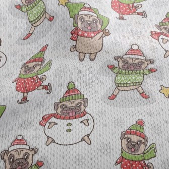 Happy Christmas Pug Athletic Mesh Flat Back