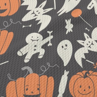 Cute Pumpkins And Ghosts Birdseye Piqué