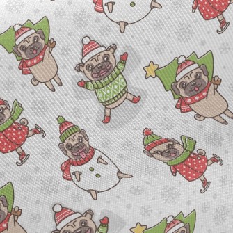 Happy Christmas Pug Twill