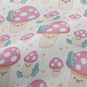 Shiny Polka Dot Mushrooms Performance Linen