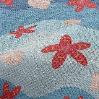 Bright Starfish Shells Performance Linen