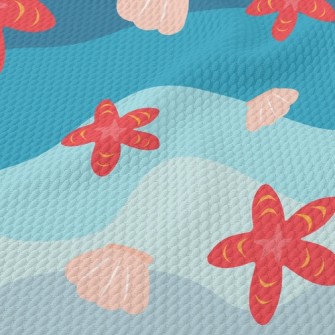 Bright Starfish Shells Birdseye Piqué