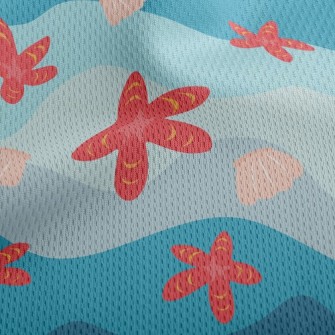 Bright Starfish Shells Athletic Mesh Flat Back