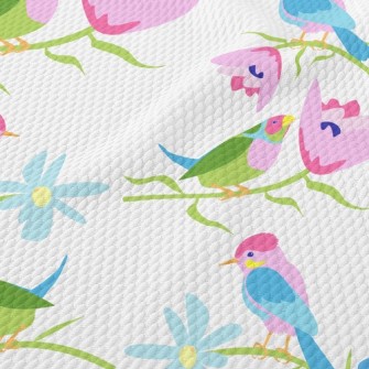 Fantasy Colorful Bird Birdseye Piqué