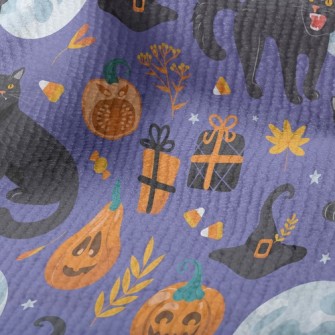 Fierce Black Cat In Witch Hat Terry