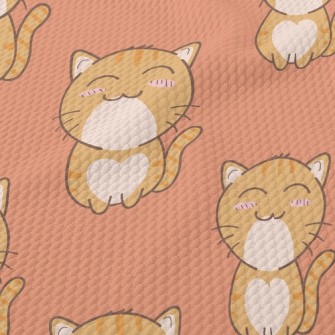 Squinting Blushing Cat Birdseye Piqué