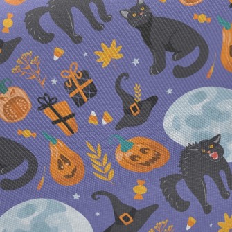 Fierce Black Cat In Witch Hat Twill