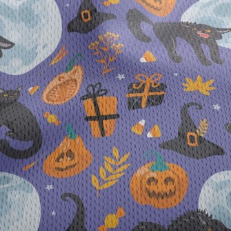 Fierce Black Cat In Witch Hat Athletic Mesh Flat Back