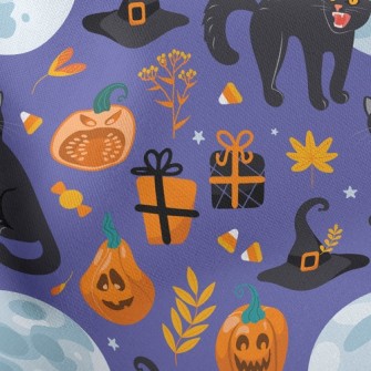 Fierce Black Cat In Witch Hat Stretch Ponte