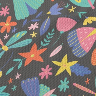 Colorful Butterfly Dragonfly Birdseye Piqué