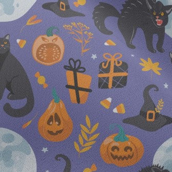 Fierce Black Cat In Witch Hat Chiffon