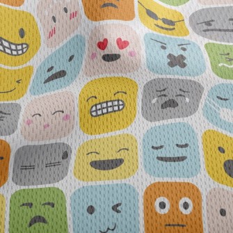 Changing Square Emoticons Athletic Mesh Flat Back