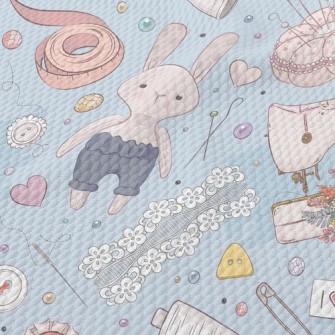 Hand-sewn Rabbit Doll Birdseye Piqué