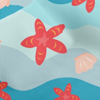 Bright Starfish Shells Micro Fleece
