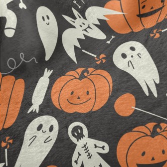 Cute Pumpkins And Ghosts Minky