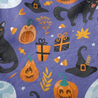 Fierce Black Cat In Witch Hat Minky