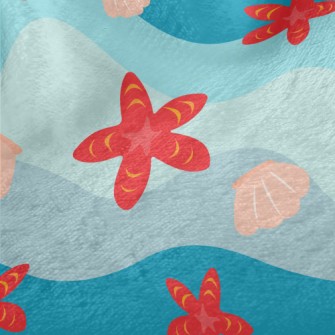 Bright Starfish Shells Minky