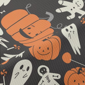 Cute Pumpkins And Ghosts Piqué