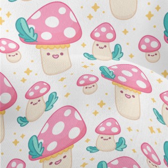 Shiny Polka Dot Mushrooms Lightweight Performance Linen
