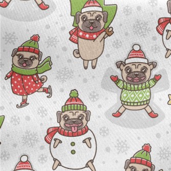 Happy Christmas Pug Jersey Backed Fleece